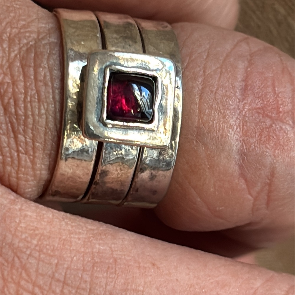 Silpada Stack Sterling Silver Garnet Ring - image 1